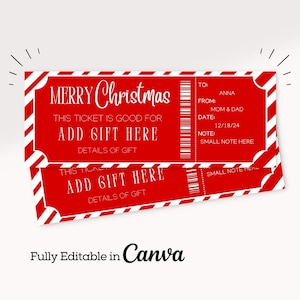 Christmas Gift Coupon | Xmas Gift Voucher | Gift Certificate Template | Voucher Template | Printable Gift Coupon | Custom Christmas Voucher