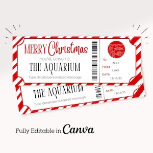 Aquarium Ticket Template | Christmas Aquarium Trip Voucher | Printable Aquarium Membership Certificate | Printable Aquarium Coupon Gift |