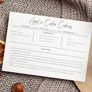 Simple White Recipe Card Template | Simple Recipe Card | 6x4 Recipe Card | Modern Recipe Card | Cooking Recipe Card | Canva Template |
