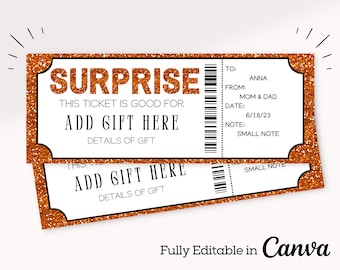 Printable Blank Surprise Coupon | Surprise Gift Voucher | Editable Coupon | Grad, Birthday, Anniversary Gift | Editable Gift Ticket |