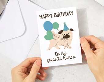 Printable Dog Birthday Card | Pug Printable Birthday Card | Funny Pug Card | Digital Birthday Card from Dog | 5x7 Greeting Card |