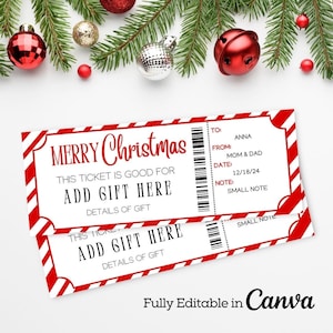 Bearbeitbares Event Weihnachtsticket | Print At Home Weihnachtsgutschein | Digitaler Gutschein | Überraschungs-Weihnachtsgeschenk-Karte | Weihnachtsgutschein |