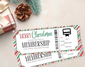 Sjabloon kerstlidmaatschapskaart | Lidmaatschapsbewijs | Lidmaatschapscadeaubon | Cadeaukaart kerstabonnement | Lidmaatschapskaart