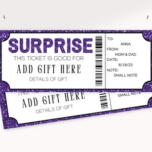 Editable Surprise Ticket | Printable Gift Ticket Template | Concert ...