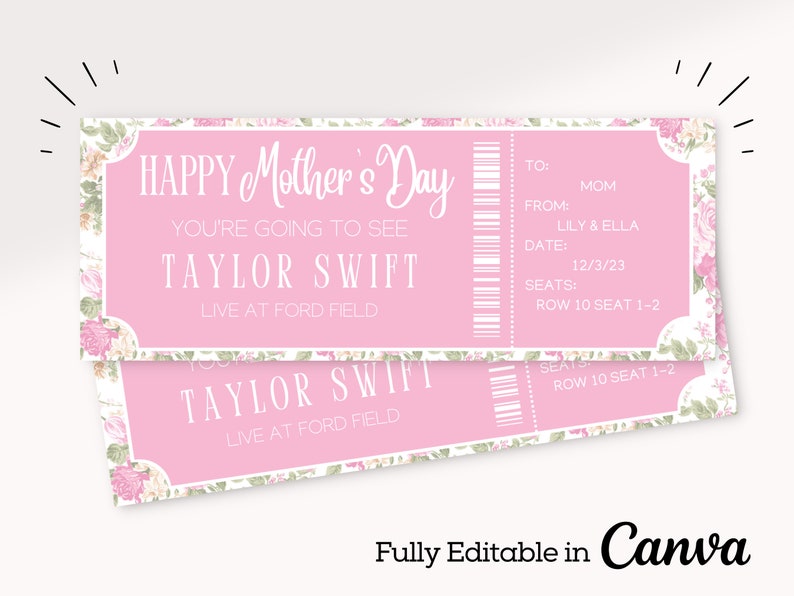 Printable Mother's Day Concert Gift Ticket Mom Gift - Etsy