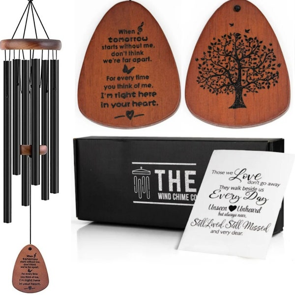 Memorial Wind Chimes, Sympathy Gifts for Loss of A Loved one, Funeral, Outdoor Garden, Soothing Melodic Tones with Mute Option.