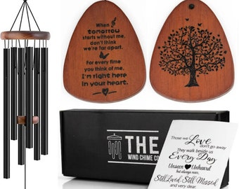 Memorial Wind Chimes, Sympathy Gifts for Loss of A Loved one, Funeral, Outdoor Garden, Soothing Melodic Tones with Mute Option.