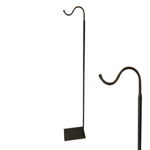 Heavy Duty Shepherds Hook Floor Stand For Wind Chimes, Lanterns, Bird Feeders, Flowers. Adjustable length up to 60 inches