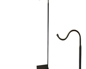 Heavy Duty Shepherds Hook Floor Stand For Wind Chimes, Lanterns, Bird Feeders, Flowers. Adjustable length up to 60 inches