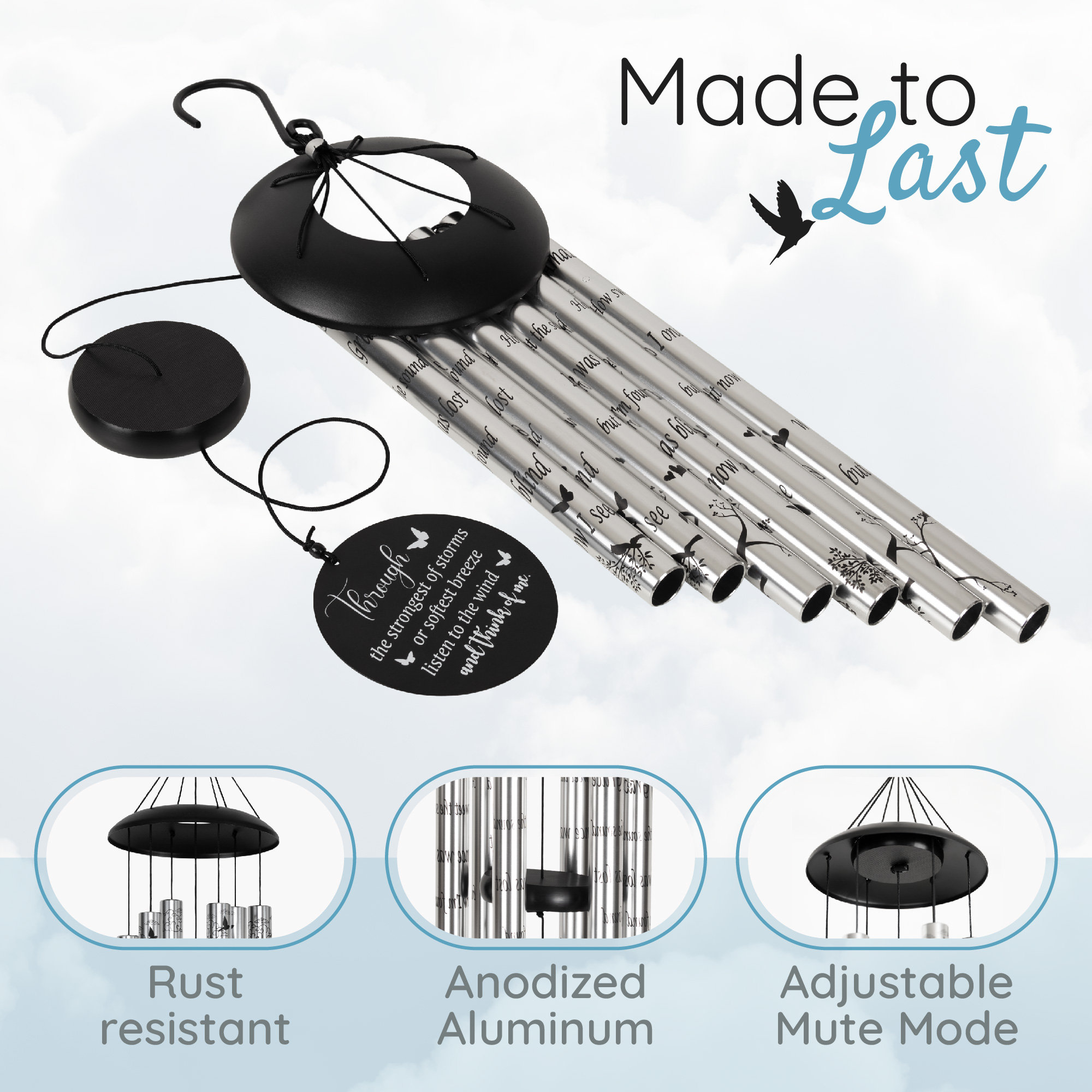 40 Memorial Wind Chimes, Sympathy Gifts for Loss of A Loved One