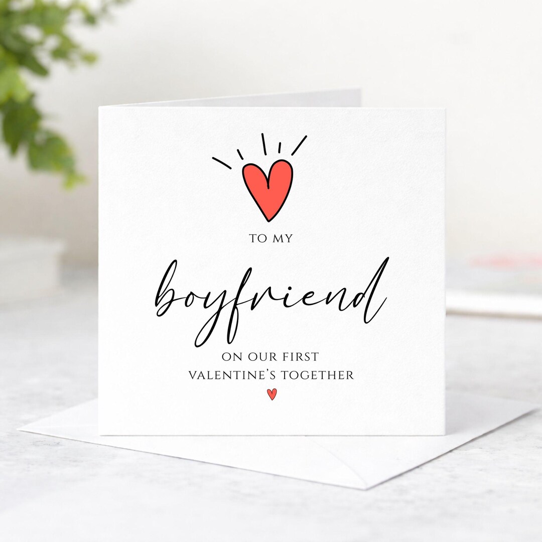 First Valentine Together Boyfriend Card, Valentine’s Day Card for ...