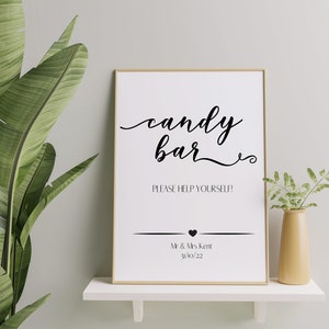 Candy Bar Wedding Signs, Sweet Table Sign, Wedding Signs, Candy Bar Sweets Wedding Sign, Personalised Wedding Sign, Wedding Sweets