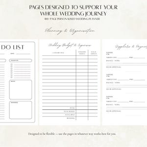 Wedding planner monthly to do list pages with budget and supplier planning pages, personalised hardback wedding organiser interior