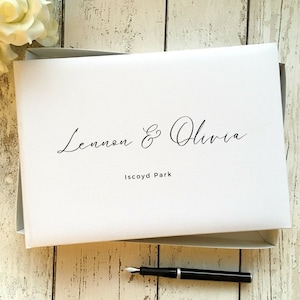 Elegant Personalised Wedding Guest Book, Ivory Faux Leather Wedding Guest Book, Wedding Guestbook, Simple & elegant Wedding Guest Book