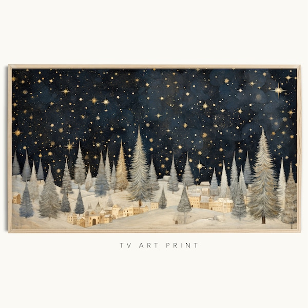 Samsung Frame TV art, Vintage Festive Christmas Tree Illustration, Rustic, Winter, Snow, Minimal, Holiday, Christmas, Farmhouse