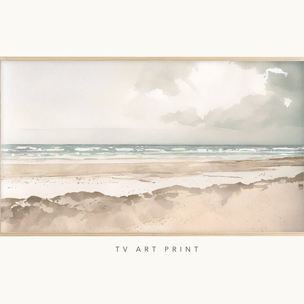 Samsung Frame TV art, Minimal Muted Watercolor Beige Muted Beach, Brush Strokes, Vintage, Rustic,  , Coastal, Neutral, Boho, Farmhouse