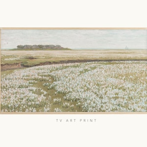 Samsung Frame TV art, Spring Fields, Rustic,  , Spring, Landscape, Minimal, Holiday, Mountains, Oil Painting, Farmhouse