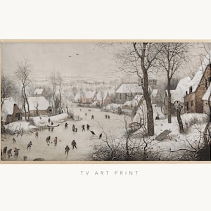 Samsung Frame TV art, Vintage Winter Skating, Rustic, Winter, Snow, Minimal, Holiday, Christmas, Farmhouse