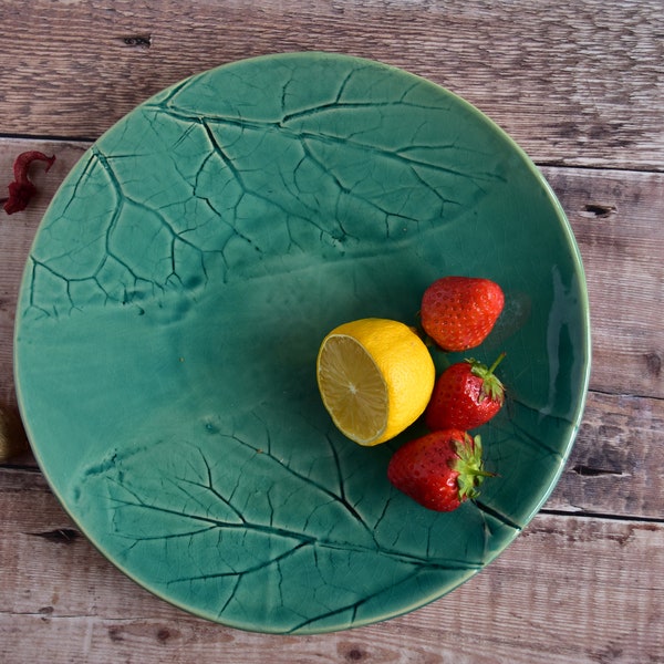 Ceramic Plates Pottery Handmade, Large Ceramic Dinner Plate, Studio Pottery, Floral Design