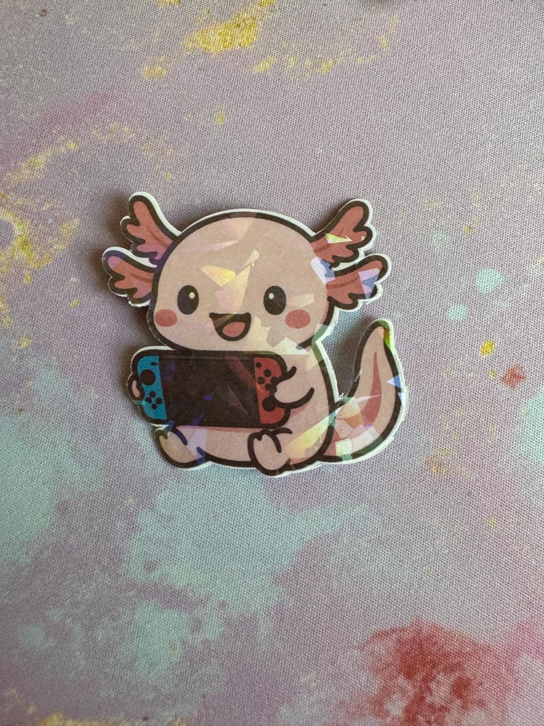 Axolotl Switch Holographic Sticker - Etsy