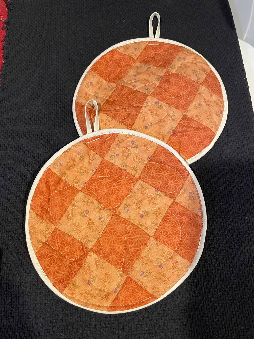 Pair of Round Pot Holders W/ Loop Etsy