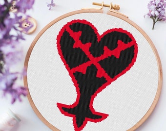 Heartless Logo - Kingdom Hearts - Video Game - Cross Stitch Pattern