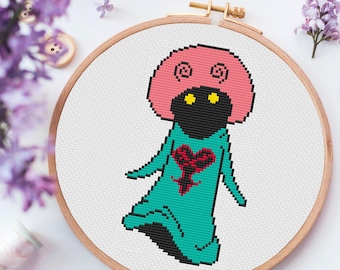 Pink Agaricus - Kingdom Hearts - Video Game - Cross Stitch Pattern