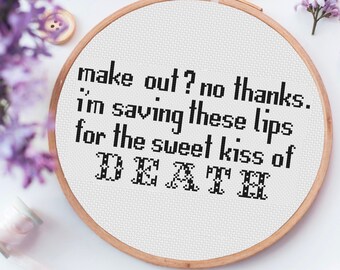 Sweet Kiss of Death - Cross Stitch Pattern - Digital Download - Funny Saying