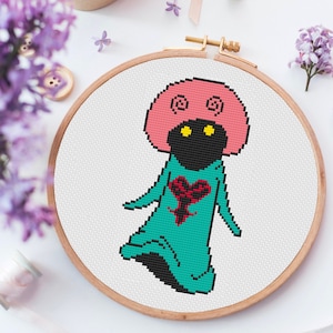 Pink Agaricus - Kingdom Hearts - Video Game - Cross Stitch Pattern