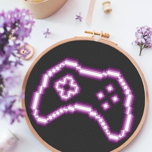 Neon Sign Controller - Purple - Cross Stitch Pattern -  Digital Download