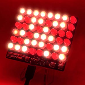 May include: LED activity panel with 16 animation modes, USB-C powered, and configurable animation speed. The panel features selectable colors and compact circuit board construction. Designed in the USA.