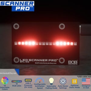 USB-C Powered LED Effects Board: 18 RGB LEDs, 17 Animation Modes, 45 Colors | Scanner Flasher Automatic Circuit Board