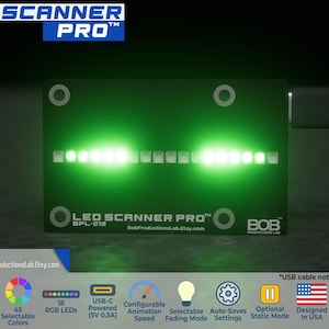 LED Scanner Board | 18 RGB LEDs, 45 Colors, 17 Modes, USB-C Powered, Sound Sensing