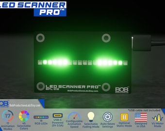 LED Scanner Board | 18 RGB LEDs, 45 Colors, 17 Modes, USB-C Powered, Sound Sensing