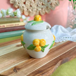 ヴィンテージセラミック製シトラスマーマレードポット マジョリカ風ノベルティジャー