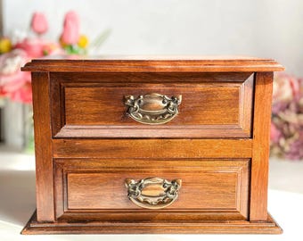 Vintage Wood Salesman Sample Chippendale Chest Brass Pulls