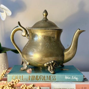 Vintage Footed EPNS Teapot, Ornate Victorian Style, Engraved Floral Detail
