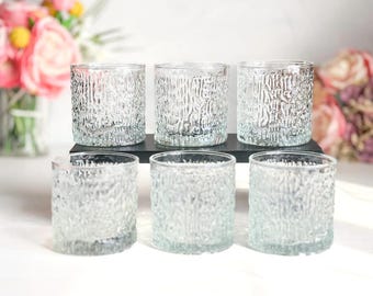 Ravenhead Siesta Textured Bark Glass Whisky Tumblers Set of 6 1970s