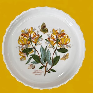 Vintage Portmeirion Botanic Garden Quiche Dish, Honeysuckle Flan Tart Plate