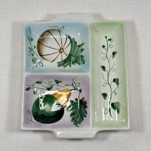 Plato para servir italiano vintage pintado a mano con frutas, bandeja dividida en 3 secciones