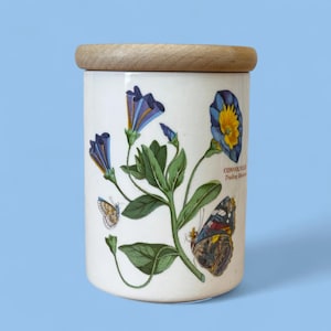 Vintage Portmeirion Botanic Garden Jar, Convolvulus, English Ceramic Storage Canister