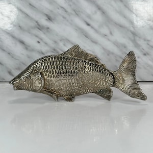Servilletero de pescado plateado vintage, italiano, Modello Depositato