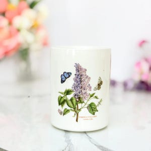 Pot en céramique du jardin botanique de Portmeirion, porte-ustensiles Syringa lilas vintage