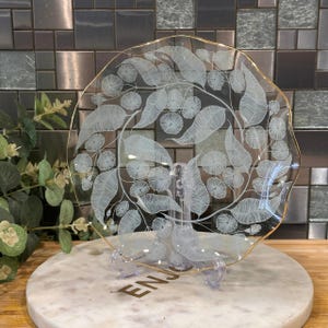 Vintage 1960s Chance Glass Calypto Plate, Michael Harris Gilt Edge Dish, Mid-Century
