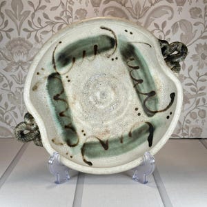 Caroline Bousfield Gregory Studio Pottery Bowl - Hand Thrown Stoneware - Rope Handles