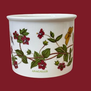Vintage Portmeirion Botanic Garden &#39;Anagallis&#39; Sugar Pot, Ceramic Jar, Susan Williams-Ellis, Botanical