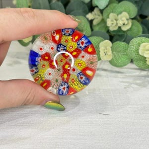 Vintage Murano Millefiori Paperweight - Colorful Floral Design