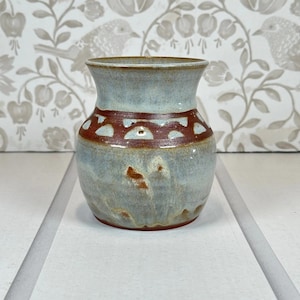 Studio Pottery Vase, Light Blue Grey Glaze, Small Ceramic Vase, Hand Thrown