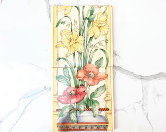 Azulejos de chimenea de cerámica antigua con diseño floral victoriano de H&E Smith (juego de 2).