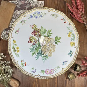 Royal Worcester Sandringham Cake/Gateau Plate, 13&quot;, Bone China, Floral, Gold Gilding